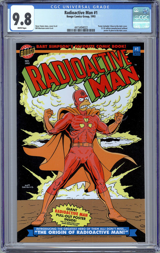 Radioactive Man #1. Glow-In-The-Cover. Bongo. CGC 9.8