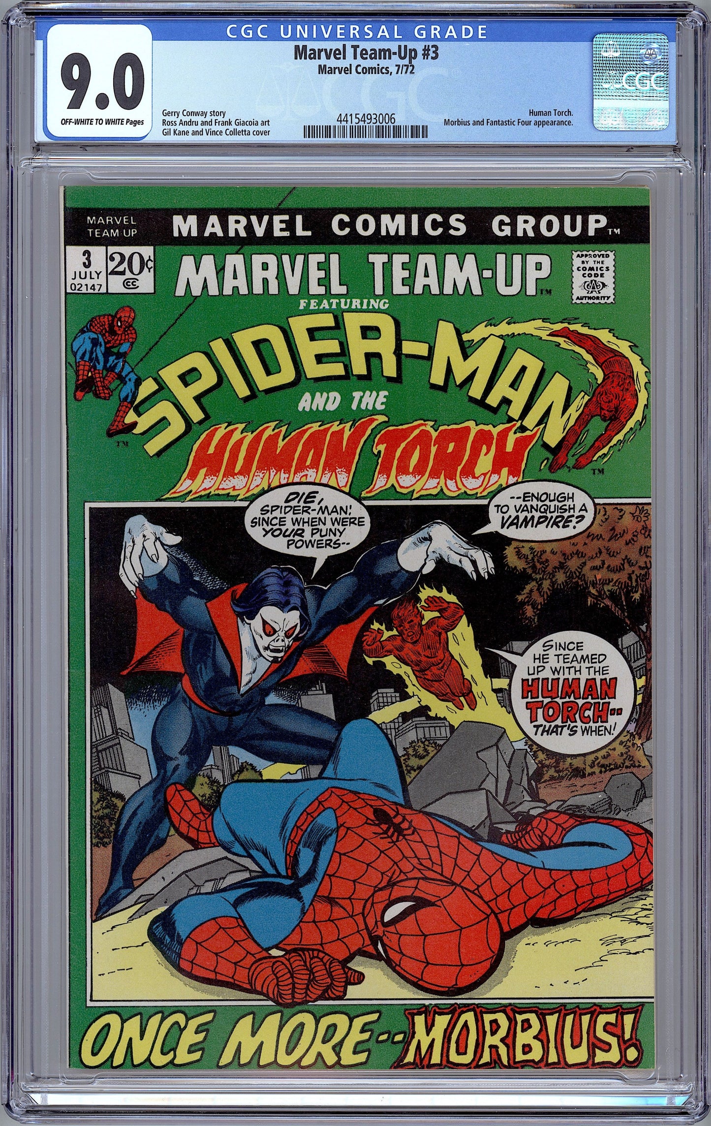 Marvel Team-Up #3.  Early Morbius Appearance. CGC 9.0