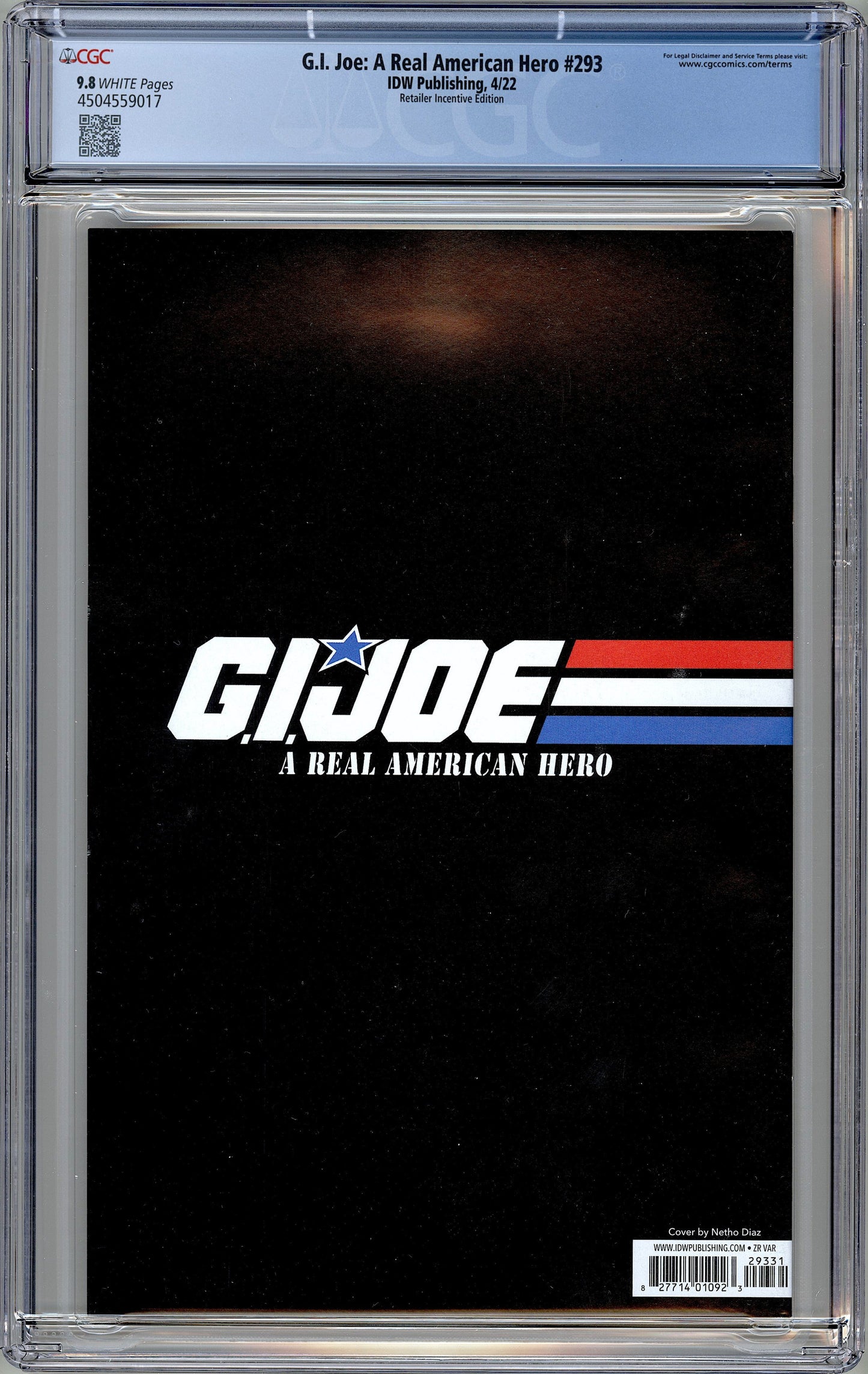 G.I. Joe: A Real American Hero #293. 1:10 Variant. CGC 9.8