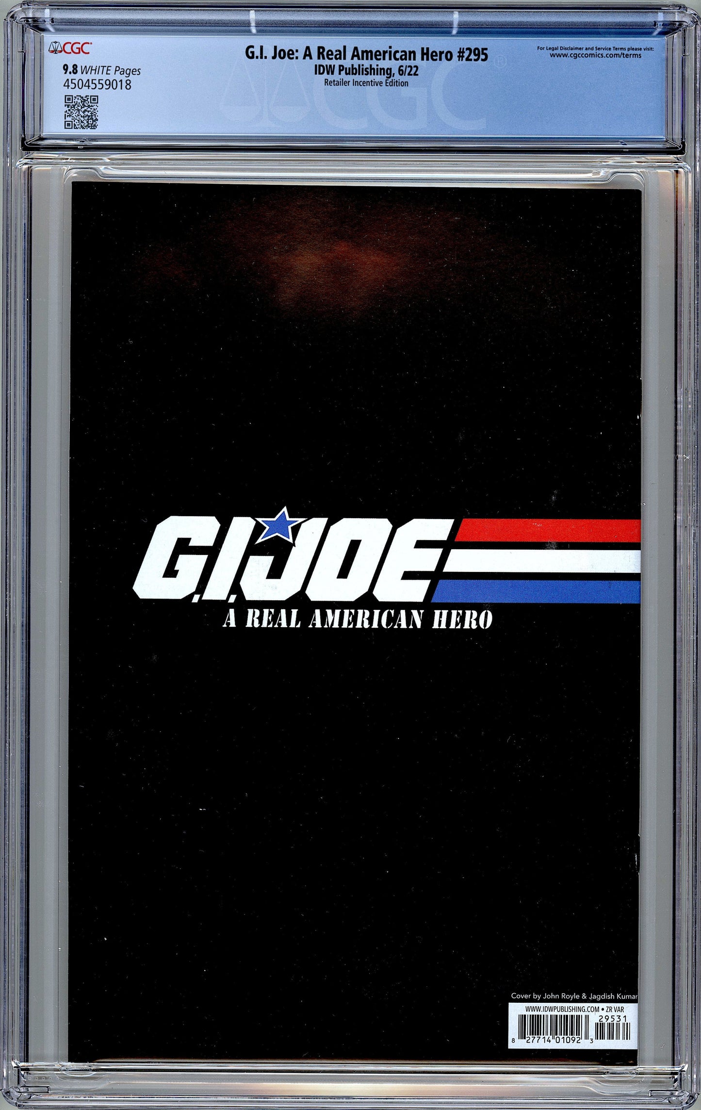 G.I. Joe: A Real American Hero #295. 1:10 Variant.  CGC 9.8