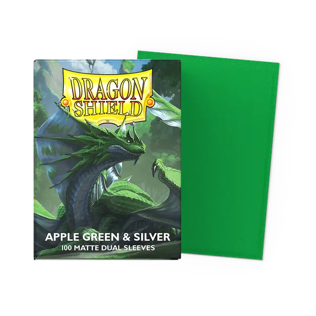 Dragon Shields: (100) Matte Dual - Apple Green & Silver