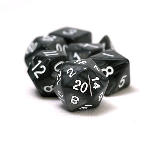 RPG Dice Set (7): Pearl Charcoal Grey Acrylic
