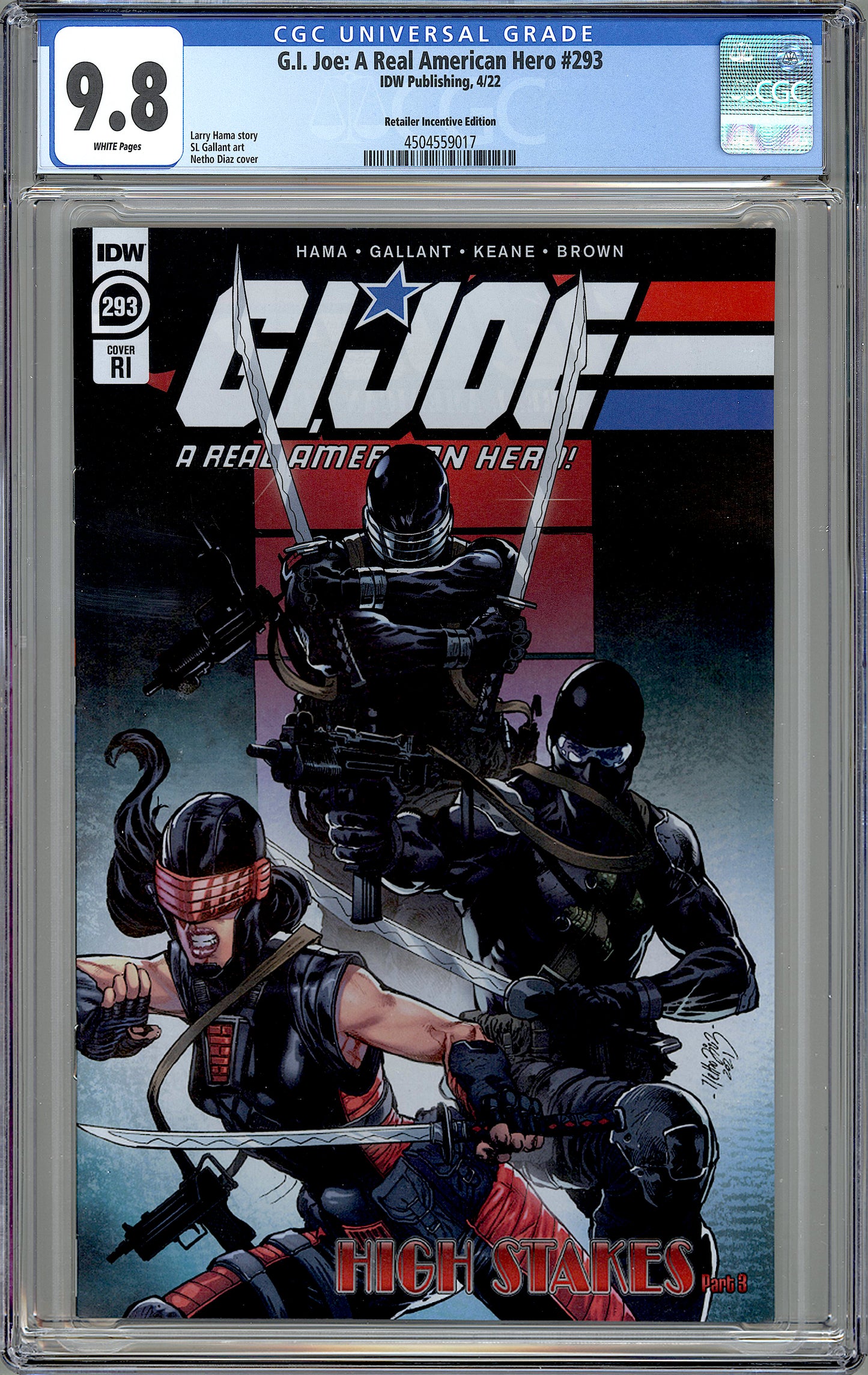 G.I. Joe: A Real American Hero #293. 1:10 Variant. CGC 9.8