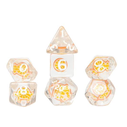 RPG Dice Set (7): Fruit Slice - Orange