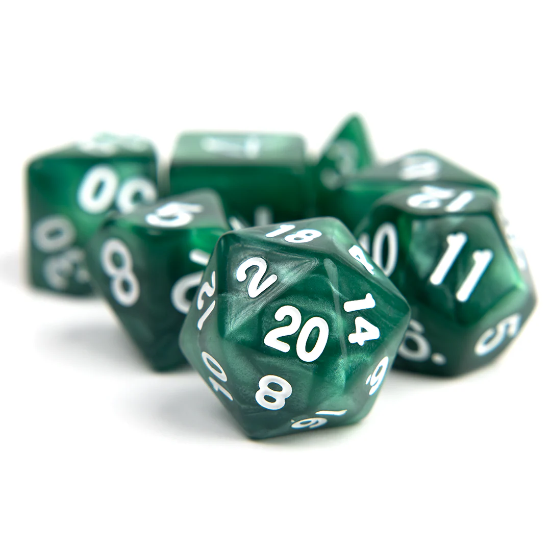 RPG Dice Set (7): Pearl Green Acrylic