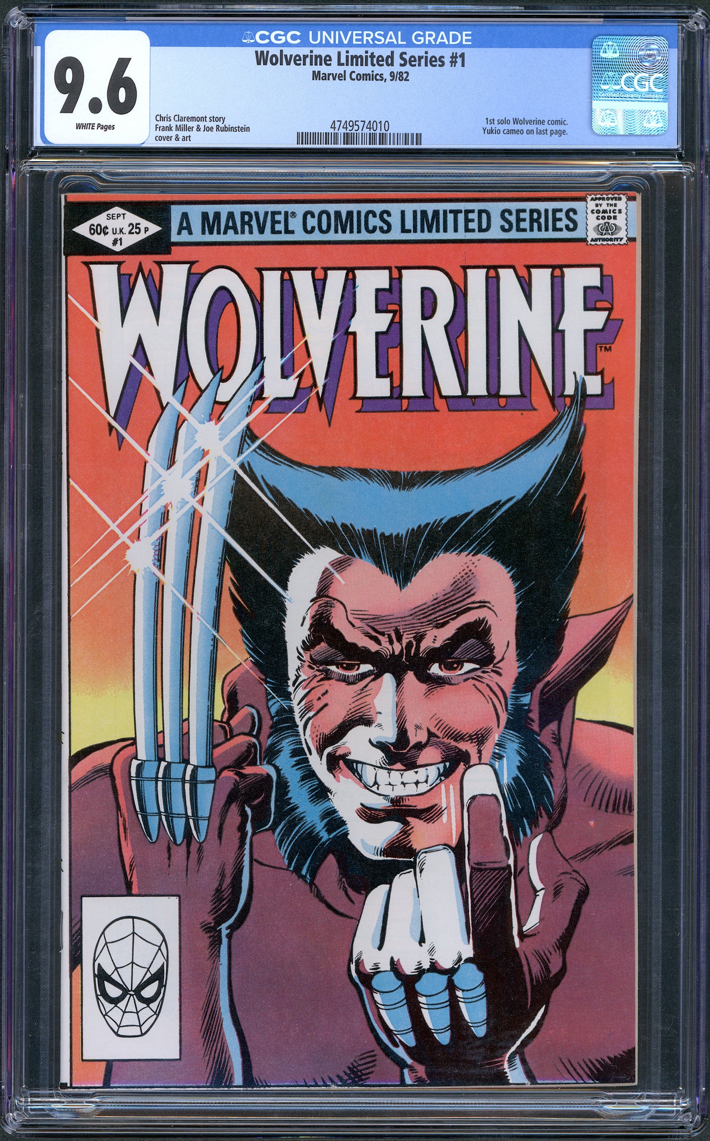 Wolverine Limited Series #1. 1st Solo Comic.  CGC 9.6