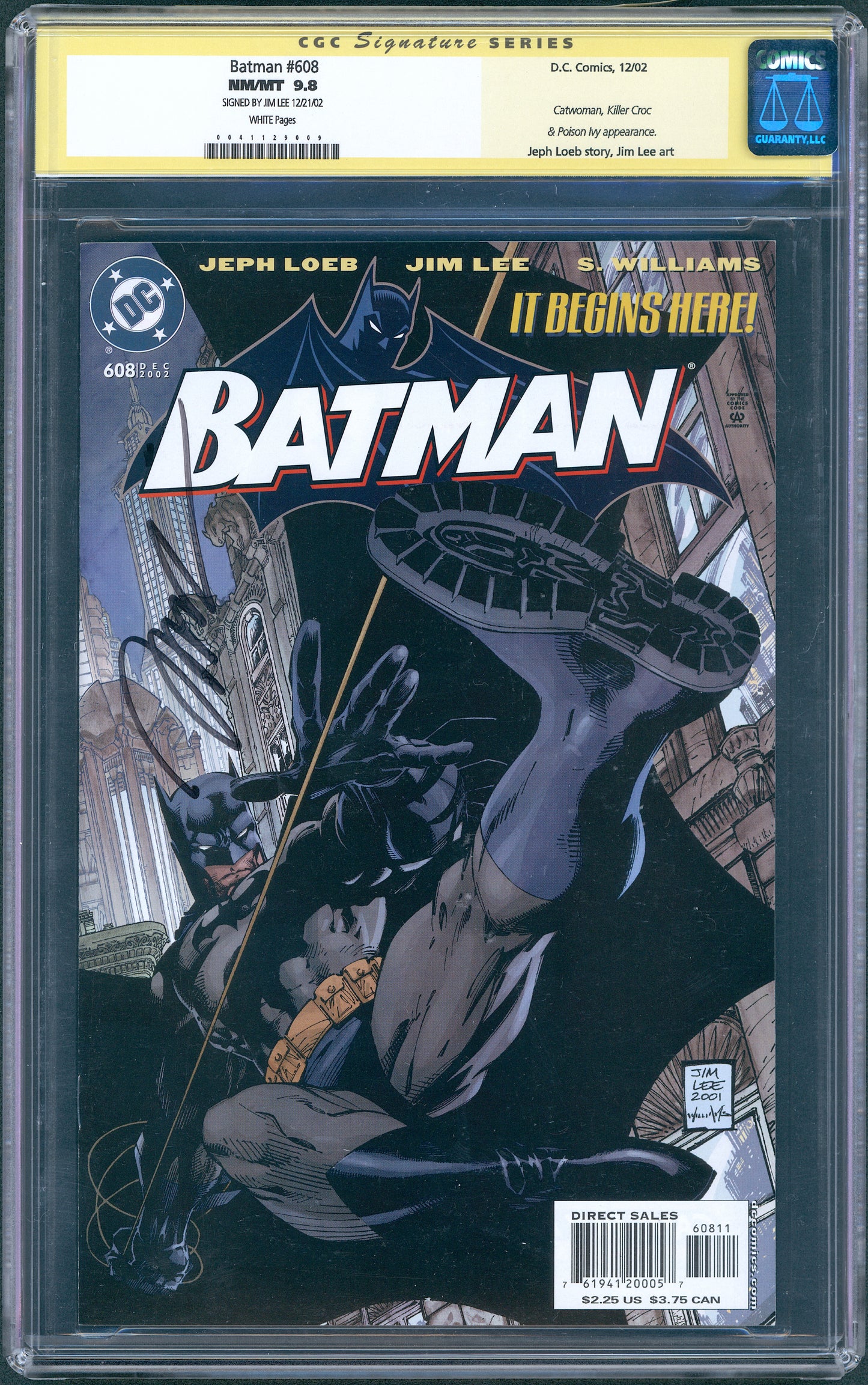 Batman #608 Signed by Jim Lee CGC graded 9.8