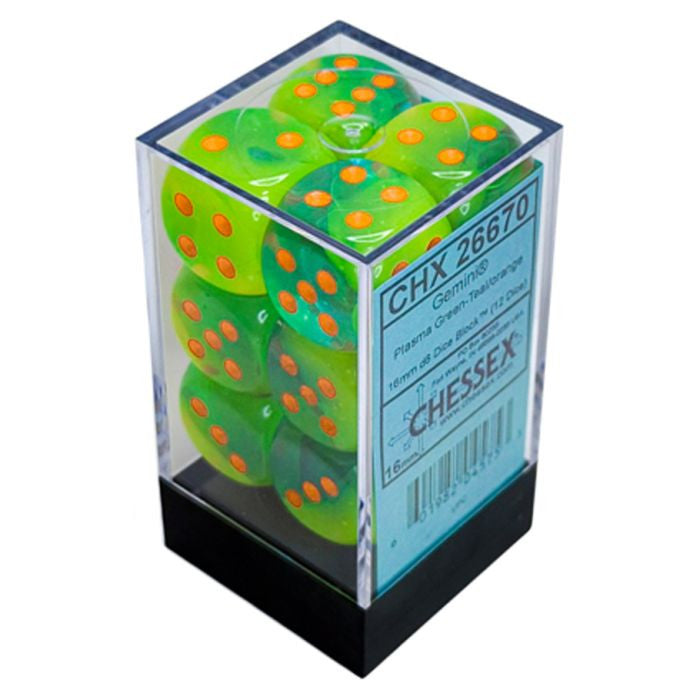 Gemini: 16mm d6 Plasma Green-Teal/orange Luminary (12)