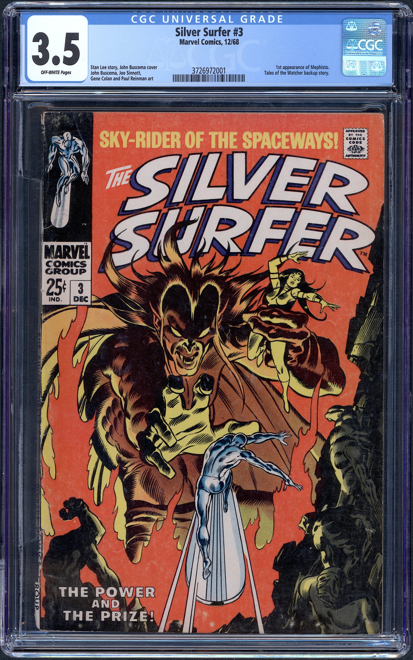 Silver Surfer #3  1st App. of Mephisto. CGC 3.5