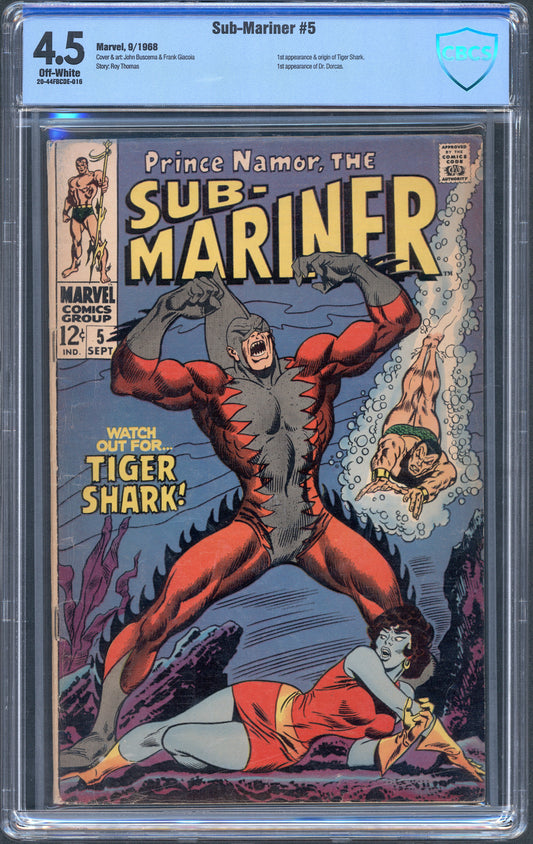Sub-Mariner #5. Origin & 1st Tiger Shark  CGC 4.5