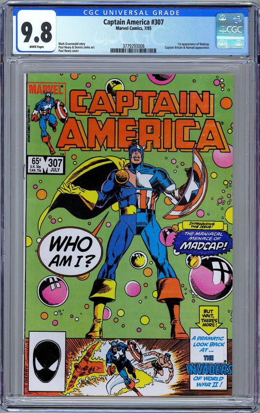 Captain America #307 1st Appearance of Madcap. CGC 9.8