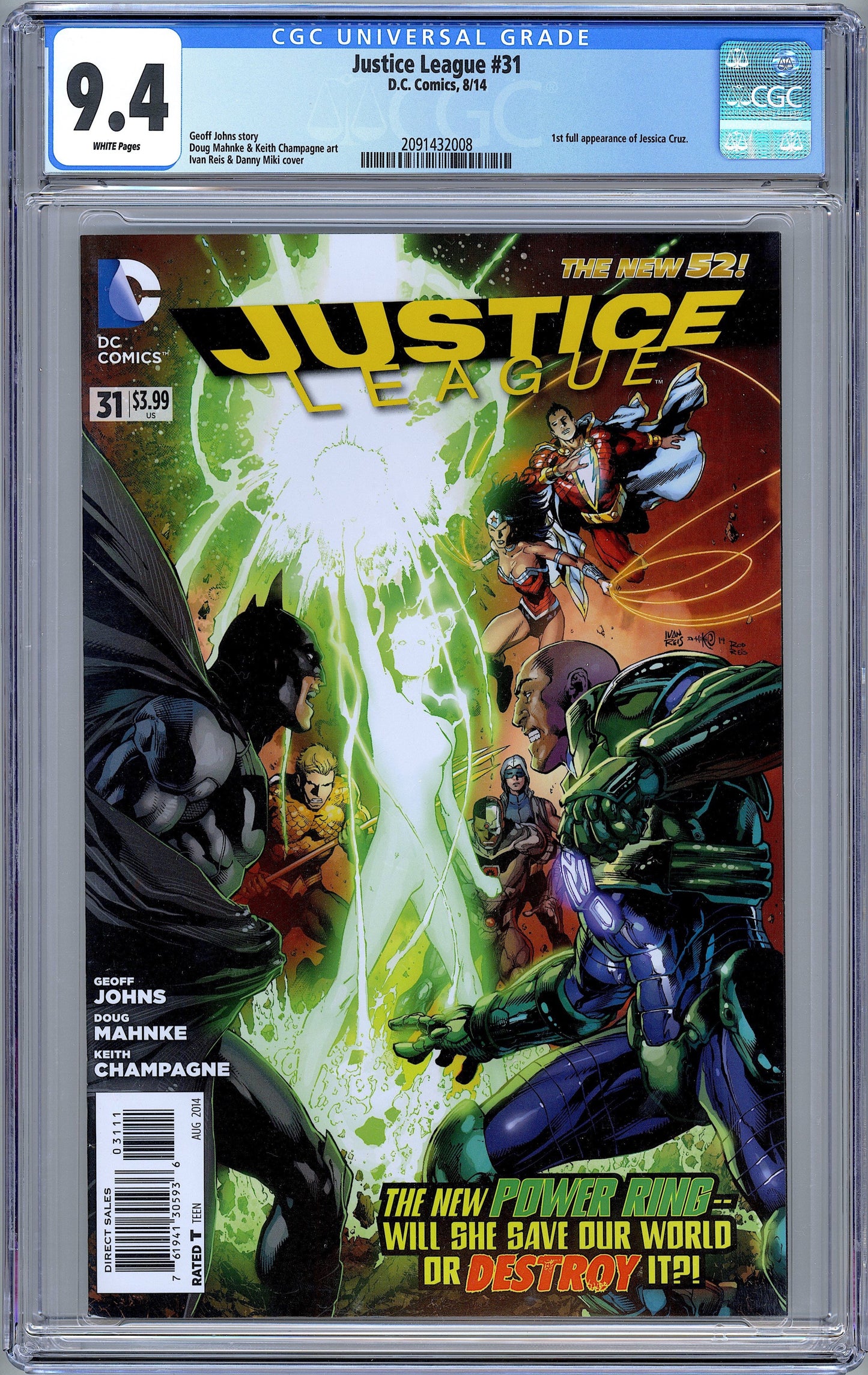 Justice League #31 1st Full App. of Jessica Cruz.  CGC 9.4