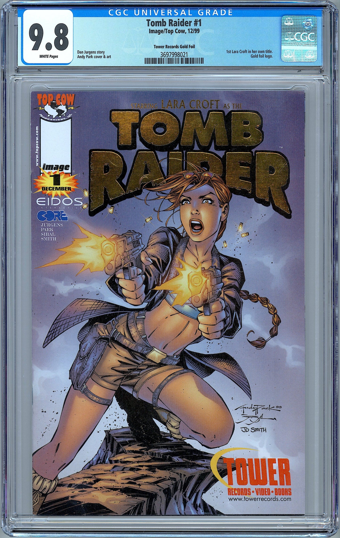 Tomb Raider #1 Tower Records Gold Foil Variant. CGC 9.8