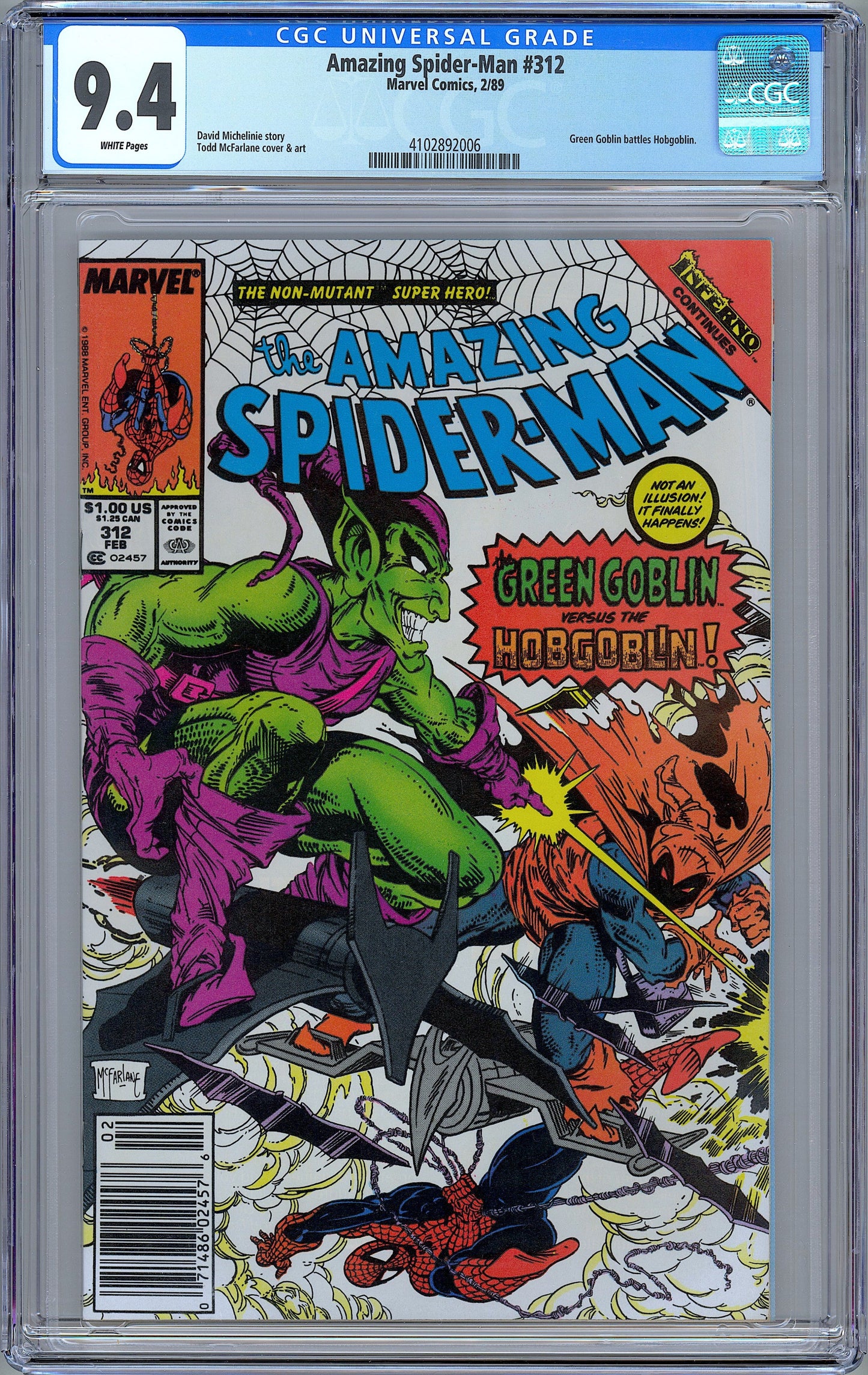 Amazing Spider-Man #312. Green Goblin Battle. CGC 9.4