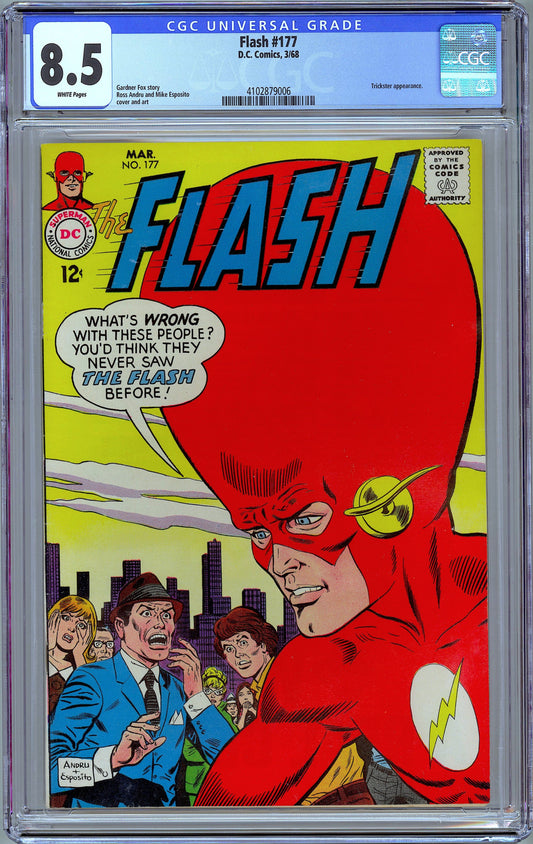 Flash #177.  Ross Andru. Trickster Appearance.  CGC 8.5