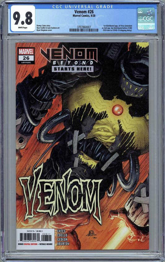Venom #26. 1st Distributed Appearance of Virus.  CGC 9.8