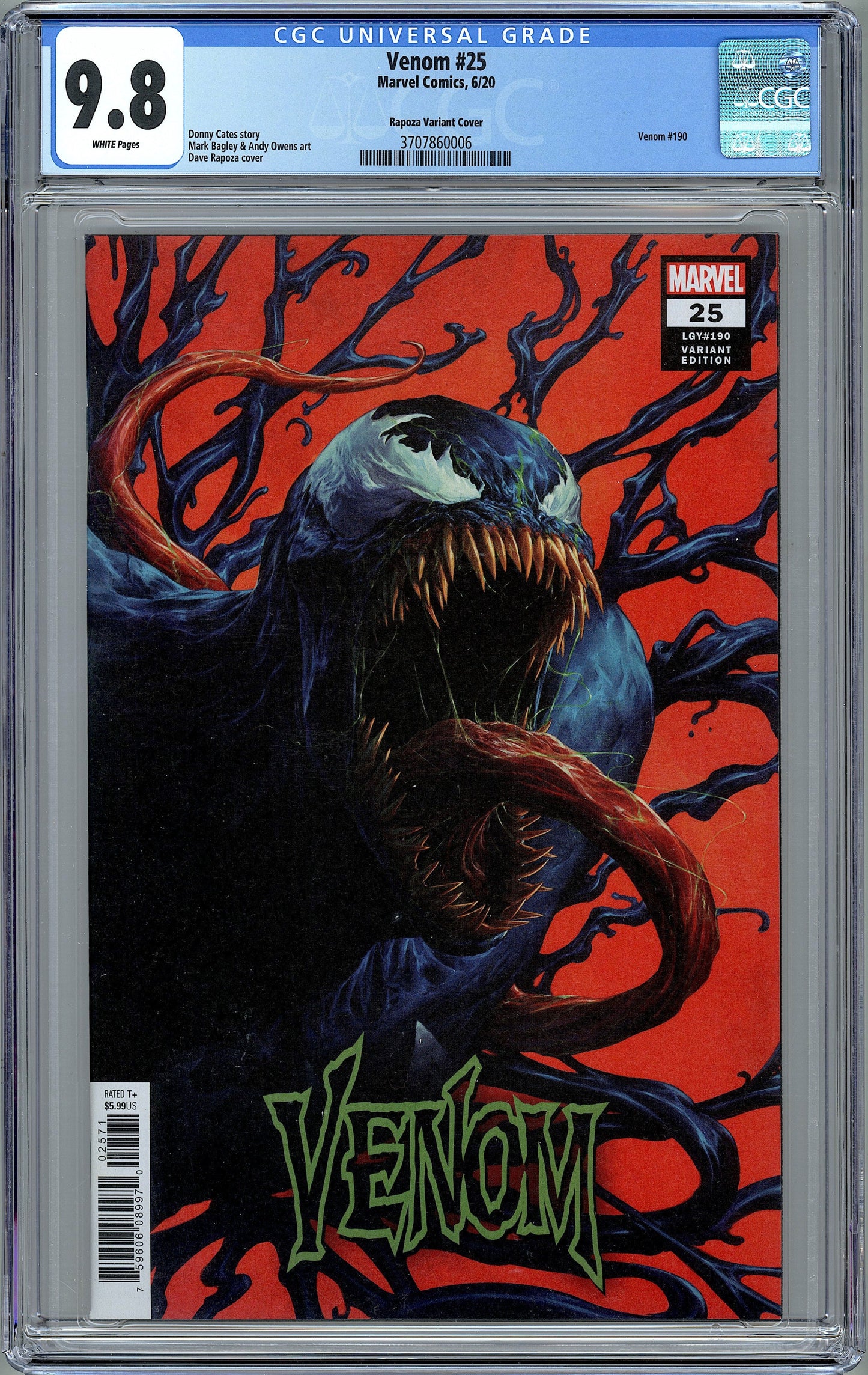 Venom #25. Dave Rapoza Variant Cover (#190). CGC 9.8