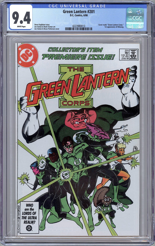 Green Lantern #201. 1st Appearance of Kilowog.  CGC 9.4