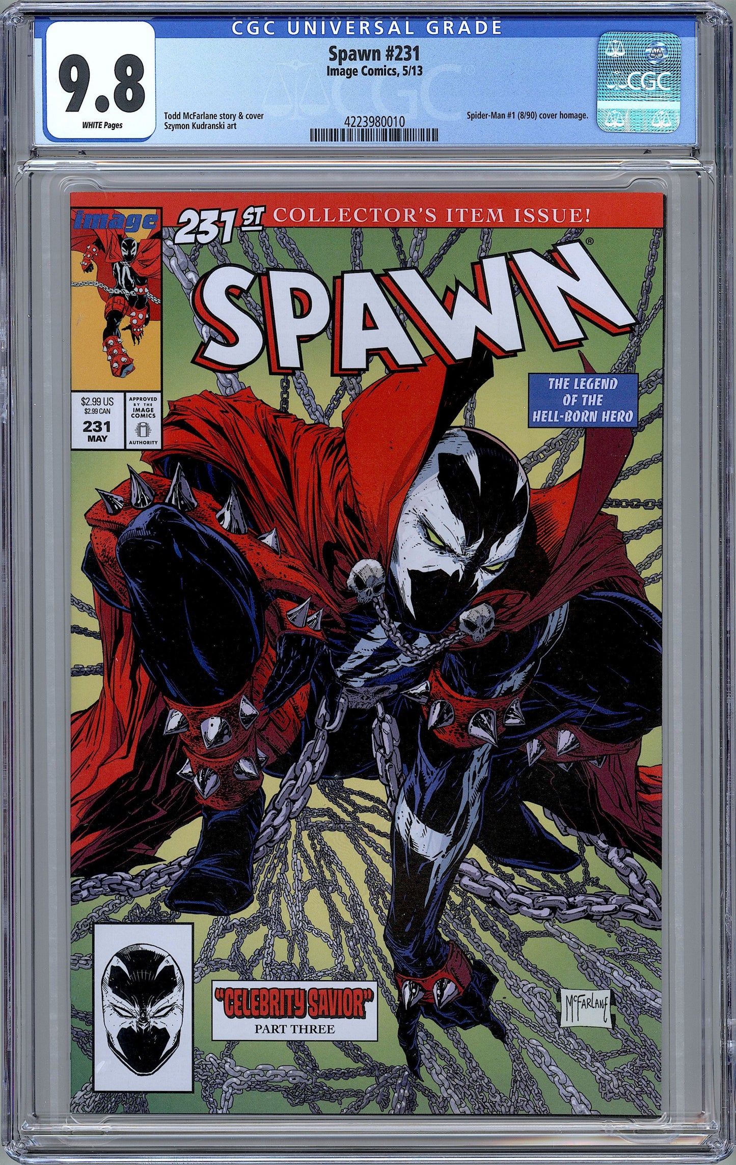 Spawn #231.  McFarlane Spider-Man #1 Homage.  CGC 9.8